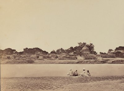 Village by a river, c.1858 by English Photographer